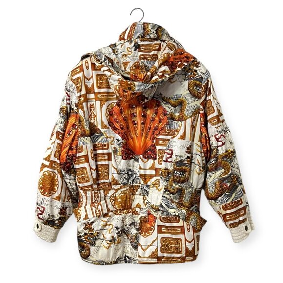 Rare Emmegi Austria Vtg Dragon Print Ski Jacket Size S 90s Maximalist Baroque - Picture 2 of 16